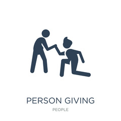 person giving assistance icon vector on white background, person