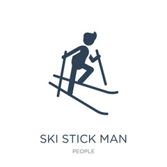 ski stick man icon vector on white background, ski stick man tre