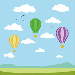 Simple drawing of balloons in the sky.