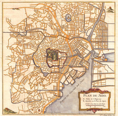 Fototapeta premium 1752, Schely Plan lub Mapa Edo lub Tokio, Japonia