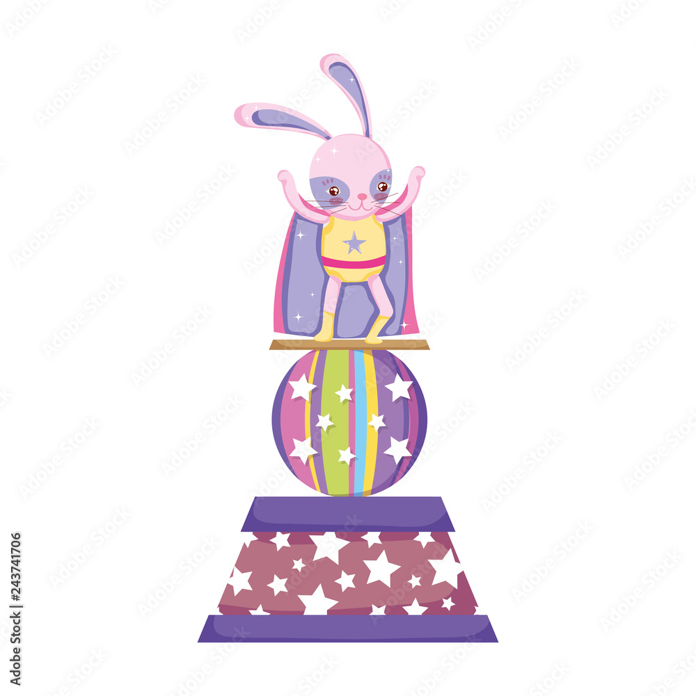 Sticker cute circus rabbit with layer in stage