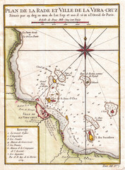 1754, Bellin Map of Veracruz, Mexico