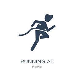 running at finish line icon vector on white background, running