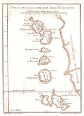 1760, Bellin Map of the Moluccas, Maluku , Moluques