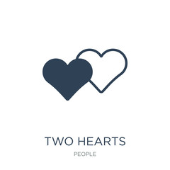 two hearts icon vector on white background, two hearts trendy fi