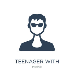 teenager with sun glasses icon vector on white background, teena