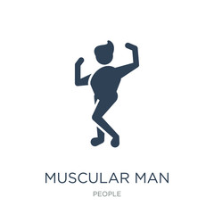 Fototapeta na wymiar muscular man showing his muscles icon vector on white background