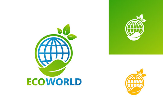 Eco World Logo Template Design Vector, Emblem, Design Concept, Creative Symbol, Icon