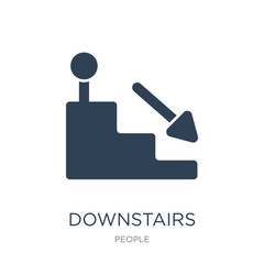 downstairs icon vector on white background, downstairs trendy fi