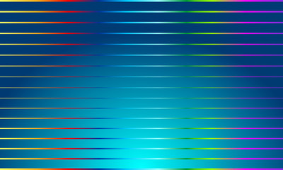 Abstract blue vector background with horizontal stripes of rainbow colors.  - 243747723