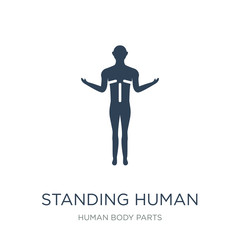standing human body icon vector on white background, standing hu