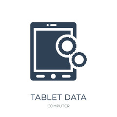 tablet data settings icon vector on white background, tablet dat