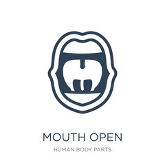 mouth open icon vector on white background, mouth open trendy fi