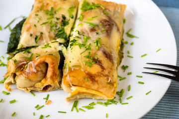 Omelette with spinach.