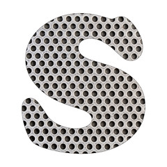 Letter S of the alphabet - Stainless steel punched metal sheet.