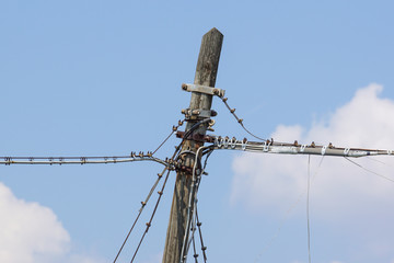 Equipment for power lines on the electric pole.
