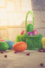 Easter scene with colored eggs - Image vertical