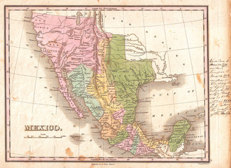 1827, Finley Map of Mexico, Upper California and Texas, Anthony Finley mapmaker of the United States in the 19th century