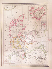 1833, Malte-Brun Map of Denmark, Iceland and Faeroe Islands