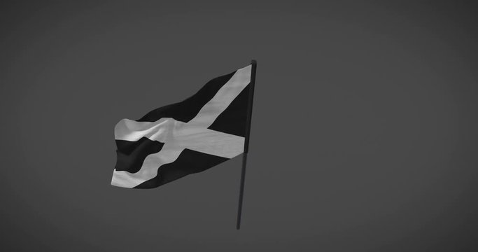 Racing flags - Black flag with white cross looping animation with alpha mask