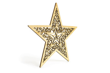 Fototapeta premium Star as Christmas decoration made and cut out with laser from wood