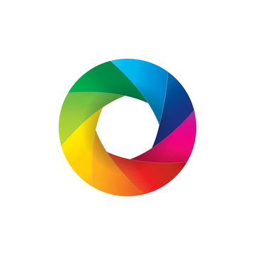 Colorful camera lens shutter aperture illustration