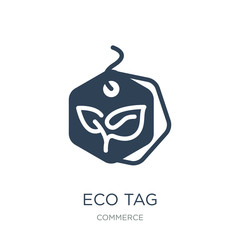eco tag icon vector on white background, eco tag trendy filled i