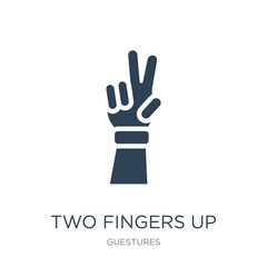 two fingers up icon vector on white background, two fingers up t