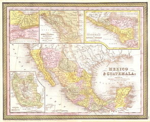 1850, Mitchell Map of Mexico and Texas