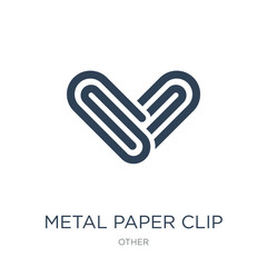 Obraz premium metal paper clip icon vector on white background, metal paper cl