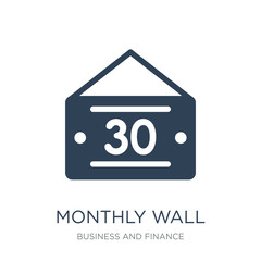 monthly wall calendar icon vector on white background, monthly w