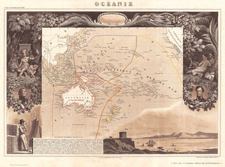 1852, Levasseur Map of Australia and Polynesia, Oceanie
