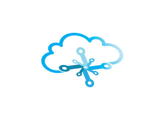 Technology with clouds logo