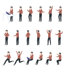 Business person illustration in various poses.