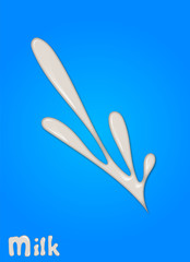 Realistic milk drop, splashes, liquid isolated on blue background. vector illustration