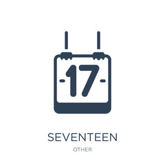 seventeen icon vector on white background, seventeen trendy fill