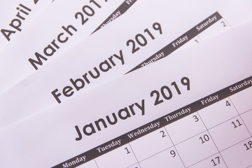 Obraz premium Calendar page for 2019 background