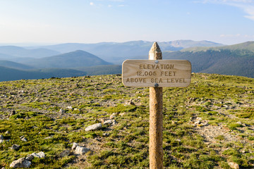 Elevation sign off Tundra World Nature Trail in Rocky Mountain National Park, Colorado