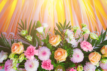 beautiful flower background. wedding decor. flower arrangement of roses