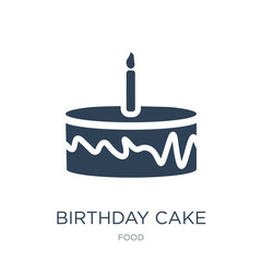 birthday cake with one candle icon vector on white background, b