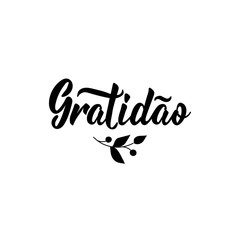 Gratitude. Translation from portuguese - Gratitude. Modern calligraphy. Gratidao - obrazy, fototapety, plakaty