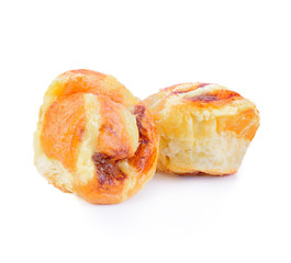 Bread with mayonnaise isolated on white background