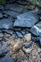 Broken Drilled Up Pavement Asphalt Path Abstract Background
