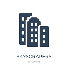 skyscrapers icon vector on white background, skyscrapers trendy