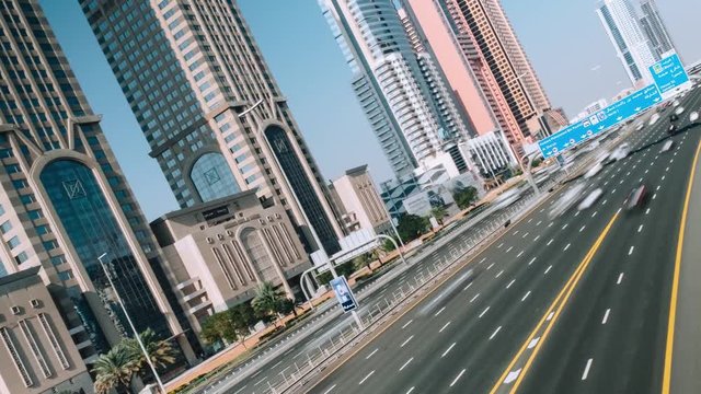 Heavy traffic on highway sheikh zayed road dubai. Time lapse video