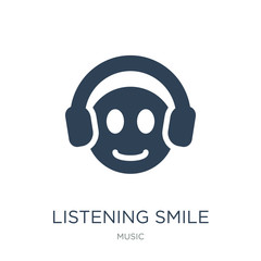 listening smile icon vector on white background, listening smile
