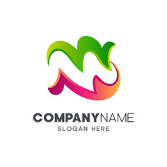 wave letter m logo design