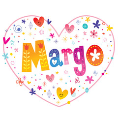 Margo - feminine given name decorative lettering heart shaped love design