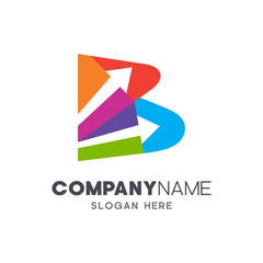 initial letter b with arrow logo design