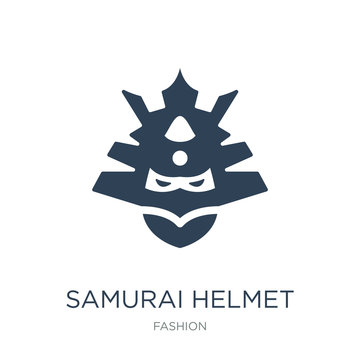samurai helmet icon vector on white background, samurai helmet t